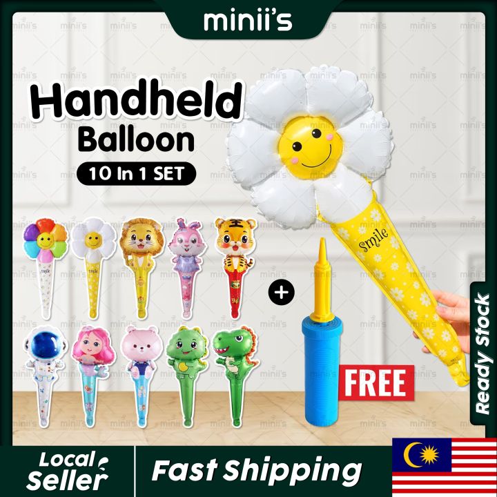Handheld Balloons MINIIS PARTY 10 In 1 Handheld Balloon Belon Cartoon Hand Ballon Cartoon ...