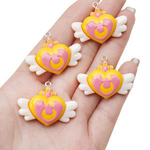 1pc Resin Cute Pendants Magic Style Bowknot Heart Shape Charms For Handmade Bracelet Necklace Earring Keychain DIY Craft Jewelry Making Accessories