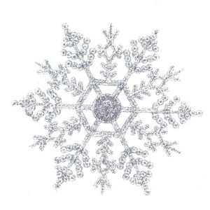 White/Silver Christmas Snowflake Ornaments Plastic Silver Glitter Christmas Tree Snowflake Decorations Hanging Ornaments for Winter Wonderland Christmas Holiday New Year Party Decor