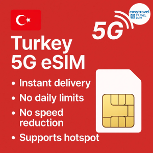 Turkey eSIM | 5G High Speed Data | No Daily Limits | Hotspot Supported | 5GB 10GB 20GB 30Days