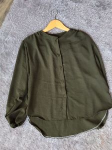 BLCN02 - Kemeja Oversize Bahan Crincle Premium Lengan Balon / Atasan Wanita Cringkle Lengan Panjang