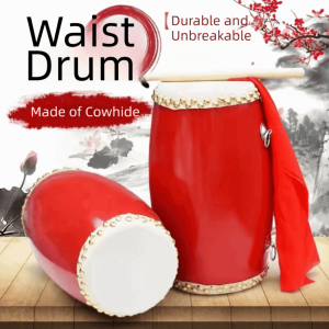CANICECA Wooden Traditional Waist Drum High-Grade Cowhide Percussion Musical Instrument Performance Instrument Gift Kids Drum Chinese Folk Dance For Party Games