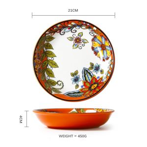 OMK Flower series Ceramic 8 inch deep plate Salad bowl