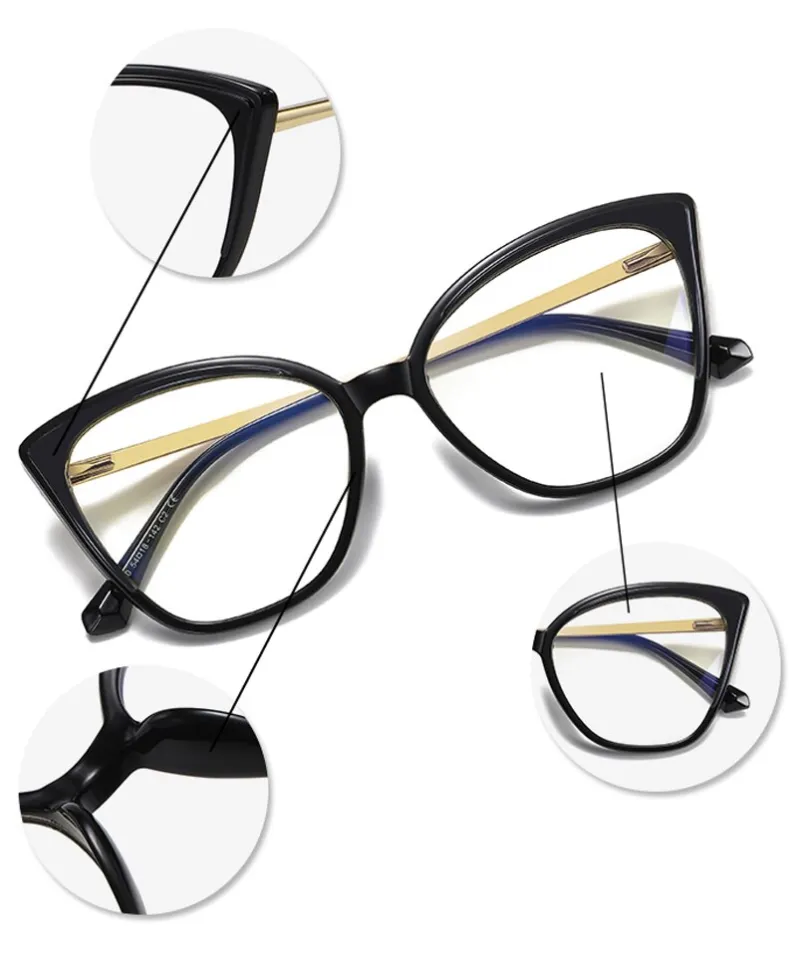 Tr90 Fashion Vintage Metal Anti-blue Glasses Frame Women Brand
