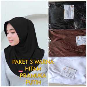 Set Hijab Instan Sporty Bergo 3 Warna - Hitam/Putih/Pramuka - Ukuran M