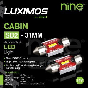 NINE LUXIMOS LAMPU LED CABIN CANBUS SB2 36 MM DAN 31 MM SUPER TERANG UNIVERSAL