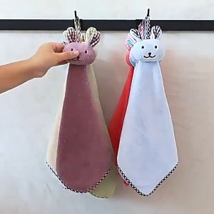 New Item!!! Cute Cartoon Bunny Hanging Hand Towel Super Absorbent & Quick Dry Kitchen & Bathroom Use 挂式可爱卡通兔子擦手巾