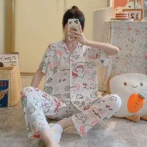 fashion58 Korean 2 in1  pajama terno for woman cotton sleepwear for adult night home dress set fashion pambahay women #01
