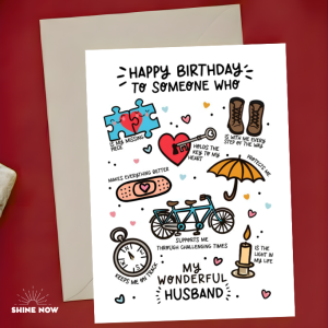Birthday Card for Husband Cute Romantic Love Gift Greeting Card