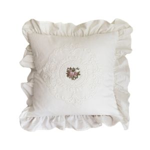 OUTOPEN Mềm Vỏ gối ren pháp Với diềm xếp hình hoa sen Vật liệu đã giặt Vỏ gối cotton trắng Trang trí nhà cửa Thoải mái Vỏ gối Dành cho người lớn trẻ em