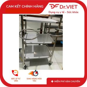 xe đẩy inox 30*40 3 tầng 2 vòng thau DCG25