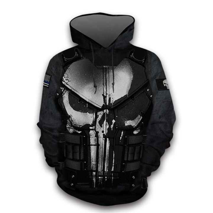 ERF Punisher Hoodies Cosplay Costumes Punisher 3D printed zip-up