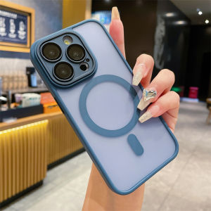 Case Matte Dove Translucent Magsafe wireless charging with protect lensa for Iphone 14 14 Pro 14 Plus 14 Pro Max