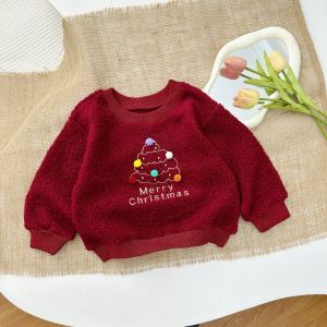 Áo Thu Đông In Hình Cây Thông Noel Cho Bé Áo Dài Tay Chất Lông Cừu Cho Bé Từ 7-20Kg MOONHOUSE