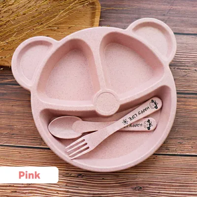 Mumystation Baby Tableware Set Cute Feeding Dish Plate Kids Training Wheat Straw Bowl 儿童餐具套装