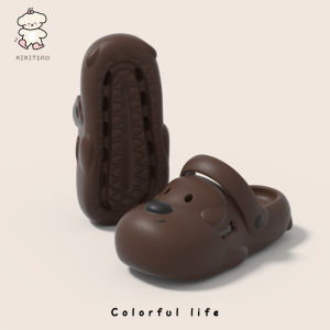 WY-XIXITIAO ins Personalized Puppy Closed-Toe Slippers Womens Summer Outdoor Cute Hole Shoes Comfortable Two-Way Beach Sandals