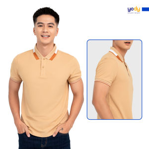 Áo polo nam YODY chất liệu cafe tổ ong mới hạn chế mùi khô thoáng APM6081