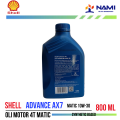 *Shell Advance AX7 MATIC/SCOOTER 10W-30 (0.8L)* Oli Mesin Motor Matic-Original. 