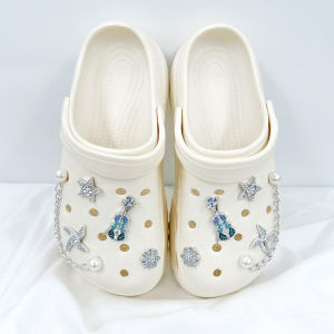 Crocs Jibbitz 10ชิ้นประดับเพชรที่ประดับด้วยเพชรที่สวยงามหัวเข็มขัดรองเท้าโซ่รองเท้ามุกที่ถอดออกได้สำหรับ Crocs