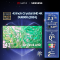 [ĐÓN CHỜ 23.5 SĂN VOUCHER 20%] Smart Tivi Samsung 4K Crystal UHD DU8000 UA43DU8000KXXV(2024)- 43 inch- Hàng Chính Hãng - Phân Phối Bởi Lazada - MIỄN PHÍ VẬN CHUYỂN TOÀN QUỐC. 