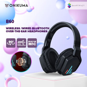 ONIKUMA B60 LED Light Bluetooth Gaming Headset with Microphone Over-Head Gamer Headphones Wireless Gaming Headset Gamer Bluetooth-compatible 5.2 Headphones For Smart Phone Computers PC Laptop