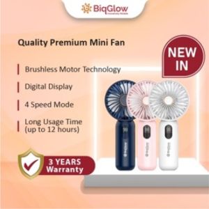 BiqGlow【Premium Top Grade】Digital Mini Fan Kipas Portable Brushless motor BreezeGlow BM-100