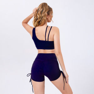 [FreeshipMAX] B015 Bộ Bra Đùi Nữ Dây Rút Lệch Vai Có Mút Sẵn Tập Thể Thao Gym Yoga Zumba Earobic HCM