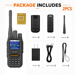 OKARADIO U88 Global Walkie Talkies Dual Mode -4G LTE PoC Radio with SIM Card UHF Band Two Way Radio Long Range 5000KM Global PTT 2-way Radios for Security Family Business Company Outdoor