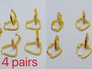 4 pairs 14k Bangkok gold earrings Three Colors Mixed