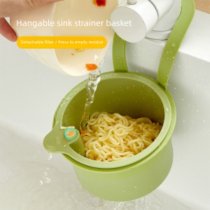 SDSAFX Creative Sink Hanging Strainer Basket Openable Bottom Cover Detachable Kitchen Garbage Filter Kitchen Organizer Easy To Clean Fruit Clean Filter Rack Home Storage