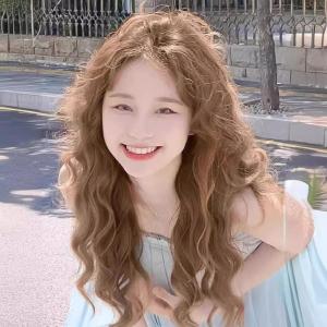 Rambut Palsu Penuh Kepala Wanita Kerinting Panjang Tanpa Poni Gaya Korea Warna Coklat Gelap & Kelabu Tampak Semulajadi