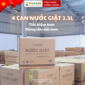 Thùng 4 Can Nước Giặt Fuwa3e Enzyme 3.5L - Hương Cam/Bạc Hà Tiết Kiệm Dùng Lâu