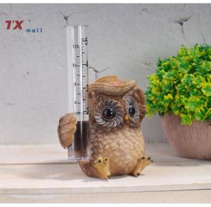 [Fast-selling] Outdoor Garden Resin Bird Sculpture Crafts with Dwarf Rain Gauge and Owl Display