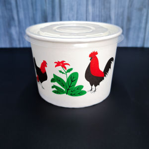 Mangkok Kertas Ayam 17 oz 500 ml  + Lid / Tutup / Paper Bowl Ayam / Mangkok Kertas Bakso / Mangkok Es / Mangkok Kertas(25 pcs)