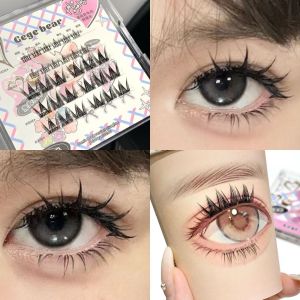 GUORE Wispy แบบไร้สาย กระจุกขนตาแบบมีกาวในตัว ดีไอวาย ใช้ซ้ำได้ กลุ่มขนตาปลอม แฟชั่นสำหรับผู้หญิง มีเอกลักษณ์เฉพาะตัว กาวขนตาปลอมฟรี สำหรับผู้หญิง