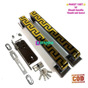 set lock body kunci dan 2buah gagang tarikan handle pintu rumah minimalis pilihan panjang 33cm 45cm dan 60cm untuk pintu depan dan kamar daun pintu1