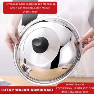 Tutup Panci Wajan Stainless Kombinasi Kaca