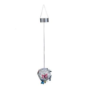 Solar Butterfly Ball Light Decorative Hangable Pendant Ornament Crafts Supplies for Indoor Outdoor Garden Yard Tree