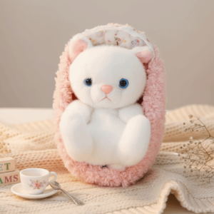SKINJOY Sleeping Basket Black Cat Plush Toy Stuffed Animals Kawaii Plush Cat Doll Kitten Doll Furry Cat Table Doll Home Decor