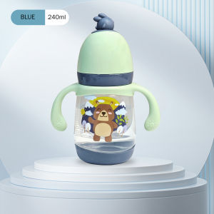 240ml Baby Bottle Food Grade Material Chick Anti-dust Cover Anti-slip Handle  0-36 MonthsA Great Gift for Newborn