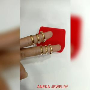 Cincin cor mata 1 Perak 925 Sepuh Emas Kuning