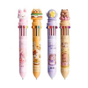 แพ็ค4 10ใน1 12ใน1ปากกาลูกลื่นแบบกดพร้อมหัวละเอียด0.5มม. หลากสีสำหรับโรงเรียนและโครงงานศิลปะ