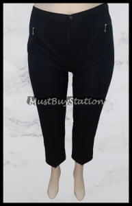MBS-1108 Plus Size M - 7XL Women Biggest Size Two Pocket Zip Slack Pants ( Full Set)