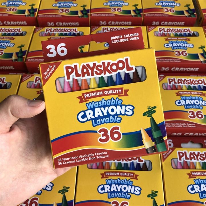 H005 Playskool สีเทียนปลอดสารพิษสำหรับเด็ก 36 สี washable crayons ...