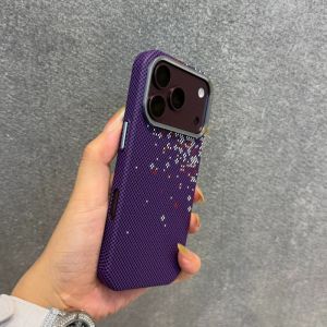 Hard PC Case Camera Lens Armor For Magsafe Phone Cover for iPhone 18 17 Pro Max Cherry Blossom Petals Carbon Fiber Texture Shell