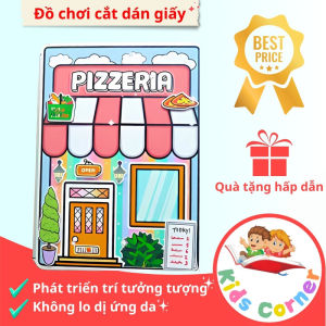 Montessori đồ chơi cửa hàng Pizza Store búp bê giấy thay đồ