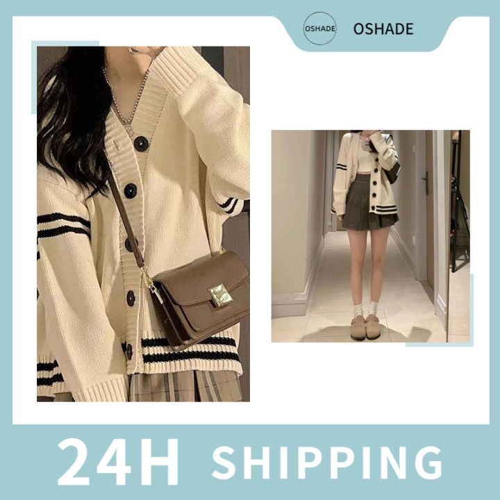 OSHADE°Women's New Loose Student Knitted Cardigan Japanese Long Sleeve ...