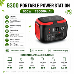 Expose Portable Power Station with 780000mAh High Capacity 600W AC Rated Power 10W Wireless Charging Car Charging 3-Year Warranty 24-Hour Delivery