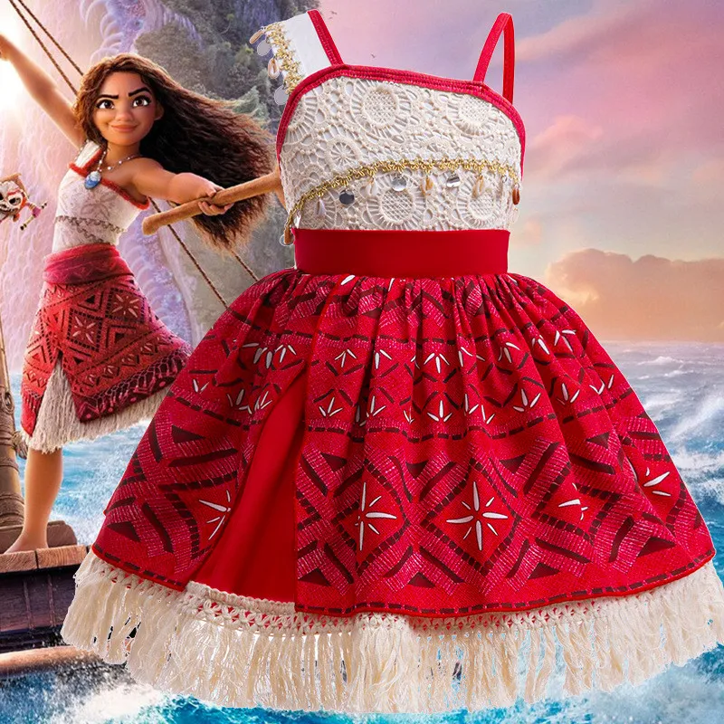 2024 New Movie Moana Dress Girls Halloween Party Adventure