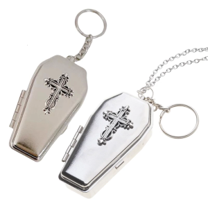 Metal Gothic Coffin Keychain Dark Aesthetic Keyring Adjustable Chain Necklace Suitable for Daily Use or Special Occasion